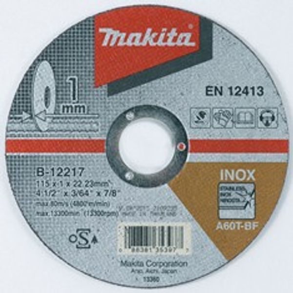 MAKITA B-12217 - KOTOUČ ŘEZNÝ NEREZ 115X1X22.23MM = OLD P-53001, NEW E-03034 - ŘEZNÝ KOTOUČ NA NEREZ{% if zbozi.kategorie.adresa_nazvy[0] != zbozi.kategorie.nazev %} - PŘÍSLUŠENSTVÍ{% endif %}