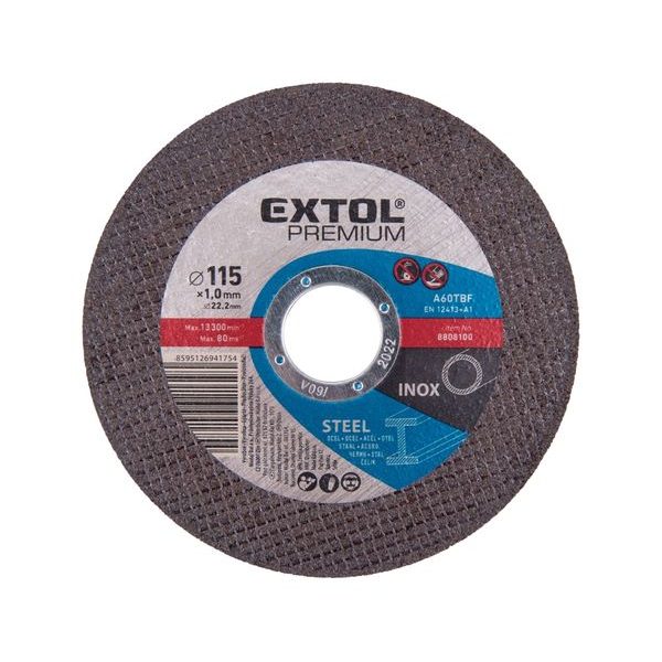 EXTOL PREMIUM KOTOUČ ŘEZNÝ NA OCEL/NEREZ, 115X1,0X22,2MM, 8808100 - ŘEZNÝ KOTOUČ 115 MM{% if zbozi.kategorie.adresa_nazvy[0] != zbozi.kategorie.nazev %} - PŘÍSLUŠENSTVÍ{% endif %}