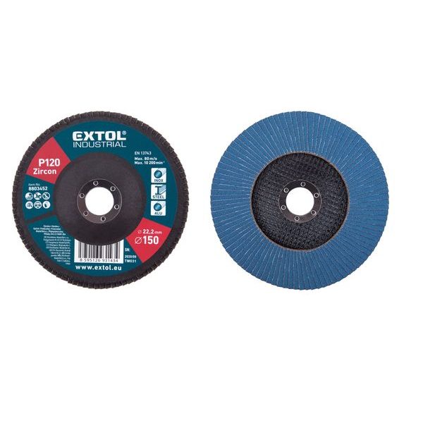 EXTOL INDUSTRIAL KOTOUČ LAMELOVÝ ŠIKMÝ ZIRKONOVÝ, O 150MM, P120, 8803452 - LAMELOVÉ KOTOUČE{% if zbozi.kategorie.adresa_nazvy[0] != zbozi.kategorie.nazev %} - PŘÍSLUŠENSTVÍ{% endif %}