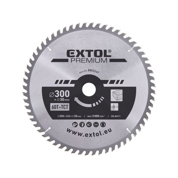 EXTOL PREMIUM KOTOUČ PILOVÝ S SK PLÁTKY, O 300X3,0X30MM, 60T, 8803247 - PRŮMĚR 255 - 270, 300 - 355{% if zbozi.kategorie.adresa_nazvy[0] != zbozi.kategorie.nazev %} - PŘÍSLUŠENSTVÍ{% endif %}