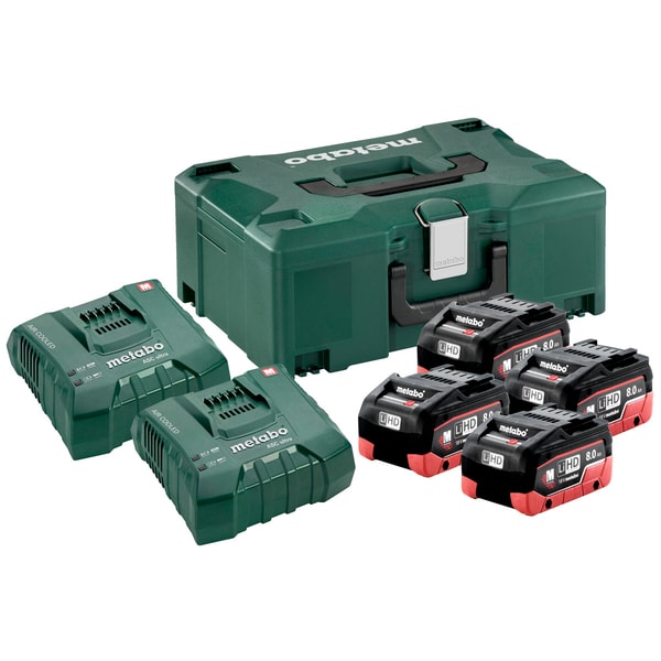 METABO 4 X LIHD 8,0AH +2 ASC ULTRA + METAL. - SADY AKUMULÁTORŮ S NABÍJEČKOU METABO{% if zbozi.kategorie.adresa_nazvy[0] != zbozi.kategorie.nazev %} - METABO-SHOP{% endif %}