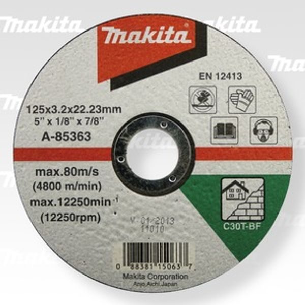 MAKITA A-85363 - KOTOUČ ŘEZNÝ KÁMEN 125X3X22MM - ŘEZNÉ KOTOUČE NA KÁMEN{% if zbozi.kategorie.adresa_nazvy[0] != zbozi.kategorie.nazev %} - PŘÍSLUŠENSTVÍ{% endif %}