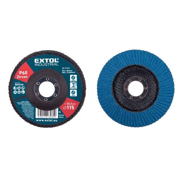 EXTOL INDUSTRIAL KOTOUČ LAMELOVÝ ŠIKMÝ ZIRKONOVÝ, O 115MM, P60, 8803406 - LAMELOVÉ KOTOUČE{% if zbozi.kategorie.adresa_nazvy[0] != zbozi.kategorie.nazev %} - PŘÍSLUŠENSTVÍ{% endif %}