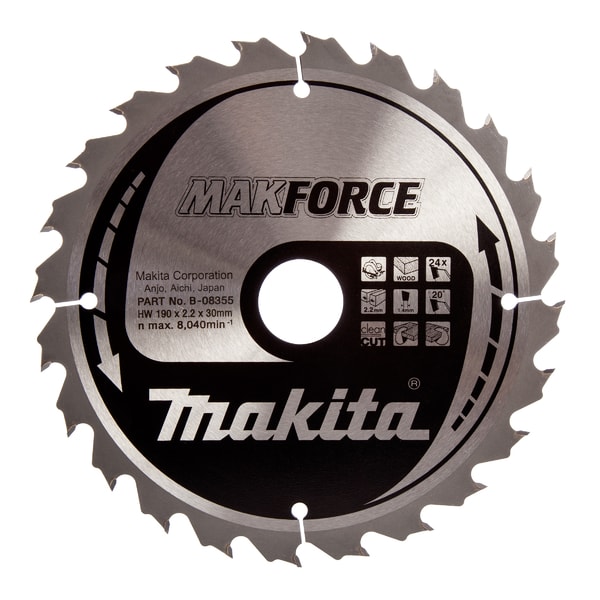 MAKITA B-08355 - KOTOUČ PILOVÝ DŘEVO MAKFORCE 190X2.2X30MM 24Z = NEW B-32247 - OSTATNÍ PŘÍSLUŠENSTVÍ{% if zbozi.kategorie.adresa_nazvy[0] != zbozi.kategorie.nazev %} - MAKITA-SHOP{% endif %}