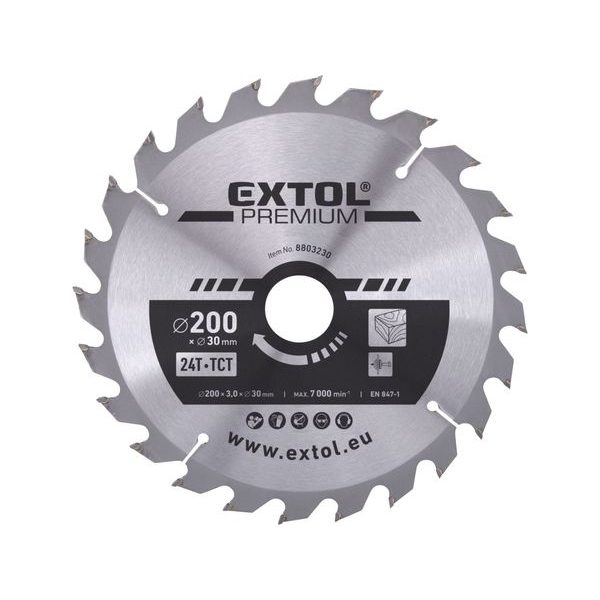 EXTOL PREMIUM KOTOUČ PILOVÝ S SK PLÁTKY, O 200X3,0X30MM, 24T, 8803230 - PRŮMĚR 190, 200, 210 A 216{% if zbozi.kategorie.adresa_nazvy[0] != zbozi.kategorie.nazev %} - PŘÍSLUŠENSTVÍ{% endif %}