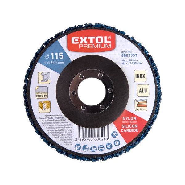 EXTOL PREMIUM KOTOUČ BRUSNÝ NYLONOVÝ, O115X14MM, NYLON/ABRAZIVO SIC, 8803353 - BRUSNÉ KOTOUČE{% if zbozi.kategorie.adresa_nazvy[0] != zbozi.kategorie.nazev %} - PŘÍSLUŠENSTVÍ{% endif %}