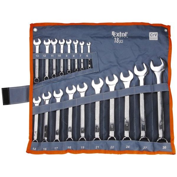 EXTOL PREMIUM KLÍČE OČKOPLOCHÉ, SADA 18KS, 6-30MM, CRV, 6734 - KLÍČE OČKO/OTEVŘENÉ{% if zbozi.kategorie.adresa_nazvy[0] != zbozi.kategorie.nazev %} - RUČNÍ NÁŘADÍ{% endif %}