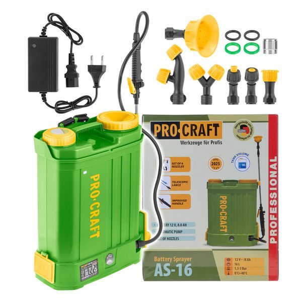 AKU POSTŘIKOVAČ PROCRAFT AS-16 | AS-16 PROCRAFT - AKU POSTŘIKOVAČE{% if zbozi.kategorie.adresa_nazvy[0] != zbozi.kategorie.nazev %} - ZAHRADA{% endif %}