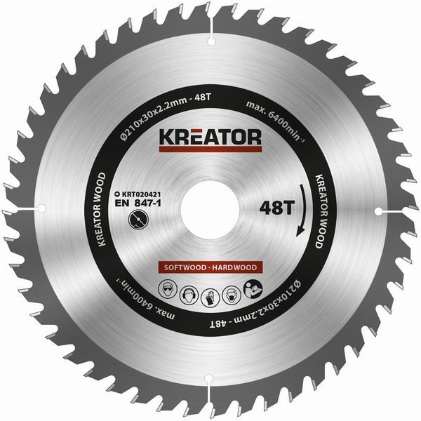 KREATOR KRT020421 PILOVÝ KOTOUČ NA DŘEVO 210MM, 48T - PRŮMĚR 190, 200, 210 A 216{% if zbozi.kategorie.adresa_nazvy[0] != zbozi.kategorie.nazev %} - PŘÍSLUŠENSTVÍ{% endif %}