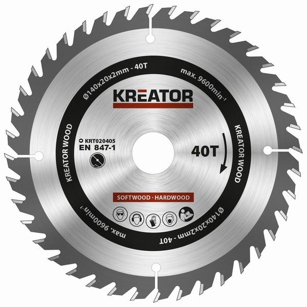 KREATOR KRT020405 PILOVÝ KOTOUČ NA DŘEVO 140MM, 40T - PRŮMĚR 85, 136 A 140{% if zbozi.kategorie.adresa_nazvy[0] != zbozi.kategorie.nazev %} - PŘÍSLUŠENSTVÍ{% endif %}