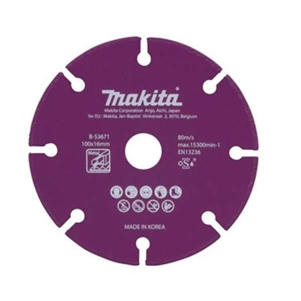 MAKITA B-53671 - KOTOUČ ŘEZNÝ DIAMANTOVÝ OCEL 100X1.3X16MM - OSTATNÍ PŘÍSLUŠENSTVÍ{% if zbozi.kategorie.adresa_nazvy[0] != zbozi.kategorie.nazev %} - MAKITA-SHOP{% endif %}