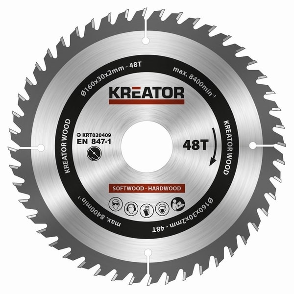 KREATOR KRT020409 PILOVÝ KOTOUČ NA DŘEVO 160MM, 48T - PRŮMĚR 150, 160 A 165{% if zbozi.kategorie.adresa_nazvy[0] != zbozi.kategorie.nazev %} - PŘÍSLUŠENSTVÍ{% endif %}