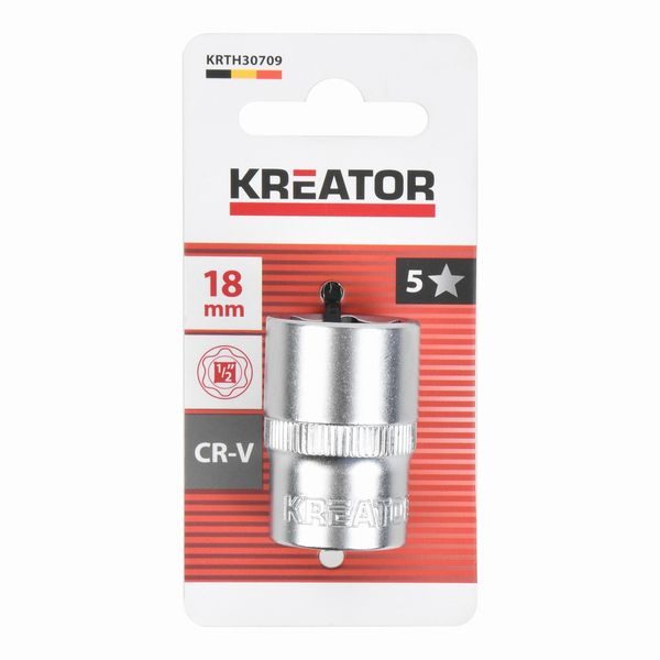 KREATOR KRTH30709 NÁSTRČNÁ HLAVICE (OŘECH) 18MM 1/2" - NÁSTRČNÉ HLAVICE, OŘECHY{% if zbozi.kategorie.adresa_nazvy[0] != zbozi.kategorie.nazev %} - RUČNÍ NÁŘADÍ{% endif %}