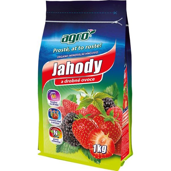 AGRO ORGANO-MINERÁLNÍ HNOJIVO JAHODY 1 KG - HNOJIVA{% if zbozi.kategorie.adresa_nazvy[0] != zbozi.kategorie.nazev %} - ZAHRADA{% endif %}