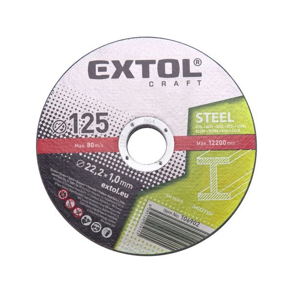 EXTOL CRAFT KOTOUČE ŘEZNÉ NA KOV, 5KS, O 125X1,0X22,2MM, 106902 - ŘEZNÝ KOTOUČ 125 MM{% if zbozi.kategorie.adresa_nazvy[0] != zbozi.kategorie.nazev %} - PŘÍSLUŠENSTVÍ{% endif %}