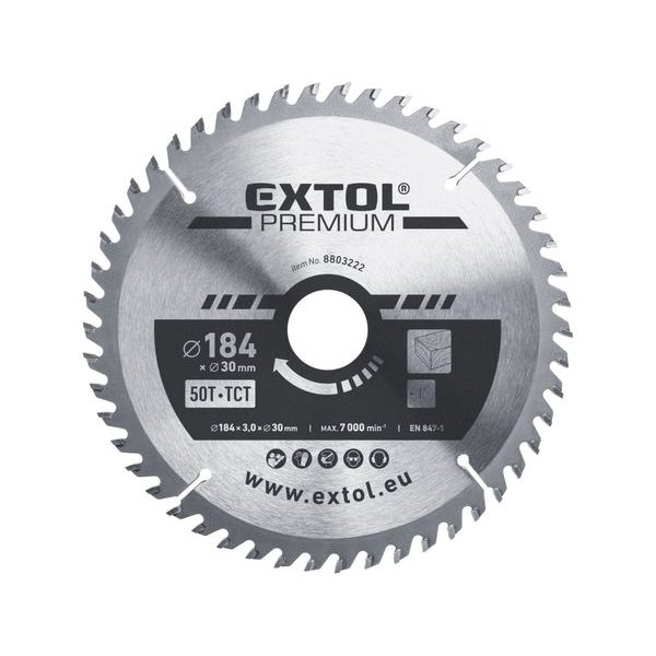 EXTOL PREMIUM KOTOUČ PILOVÝ S SK PLÁTKY, O 184X3,0X30MM, 50T, 8803222 - PRŮMĚR 170, 180 A 185{% if zbozi.kategorie.adresa_nazvy[0] != zbozi.kategorie.nazev %} - PŘÍSLUŠENSTVÍ{% endif %}