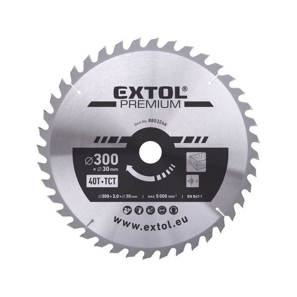 EXTOL PREMIUM KOTOUČ PILOVÝ S SK PLÁTKY, O 300X3,0X30MM, 40T, 8803246 - PRŮMĚR 255 - 270, 300 - 355{% if zbozi.kategorie.adresa_nazvy[0] != zbozi.kategorie.nazev %} - PŘÍSLUŠENSTVÍ{% endif %}
