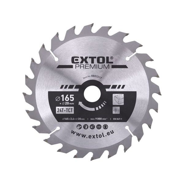 EXTOL PREMIUM KOTOUČ PILOVÝ S SK PLÁTKY, O 165X2,6X20MM, 24T, 8803217 - PRŮMĚR 150, 160 A 165{% if zbozi.kategorie.adresa_nazvy[0] != zbozi.kategorie.nazev %} - PŘÍSLUŠENSTVÍ{% endif %}