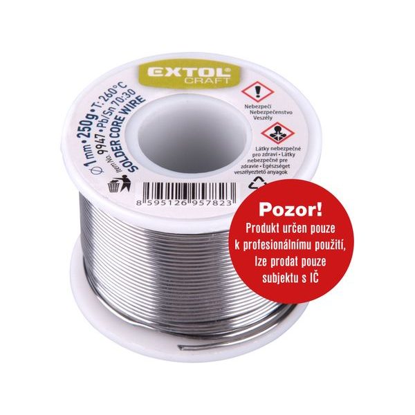 EXTOL CRAFT DRÁT PÁJECÍ SN30/PB70, O 1MM, 250G, 9947 - CÍN, PÁJECÍ HROTY, TAVNÉ TYČINKY{% if zbozi.kategorie.adresa_nazvy[0] != zbozi.kategorie.nazev %} - PŘÍSLUŠENSTVÍ{% endif %}