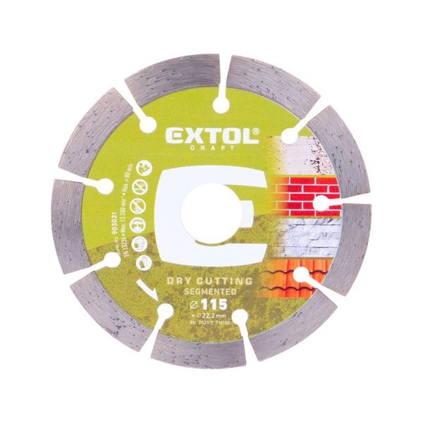 EXTOL CRAFT KOTOUČ DIAMANTOVÝ ŘEZNÝ SEGMENTOVÝ - SUCHÉ ŘEZÁNÍ, O 115X22,2X1,8MM, 903031 - DIA KOTOUČ 115 MM{% if zbozi.kategorie.adresa_nazvy[0] != zbozi.kategorie.nazev %} - PŘÍSLUŠENSTVÍ{% endif %}