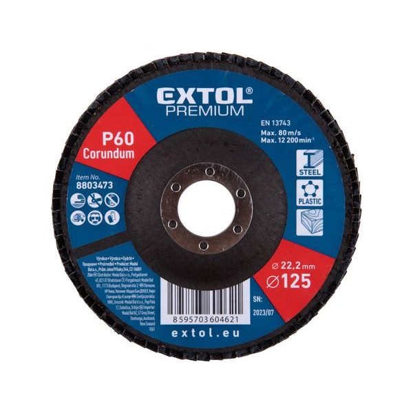 EXTOL PREMIUM KOTOUČ LAMELOVÝ ŠIKMÝ KORUNDOVÝ, O125MM, P60, 8803473 - LAMELOVÉ KOTOUČE{% if zbozi.kategorie.adresa_nazvy[0] != zbozi.kategorie.nazev %} - PŘÍSLUŠENSTVÍ{% endif %}