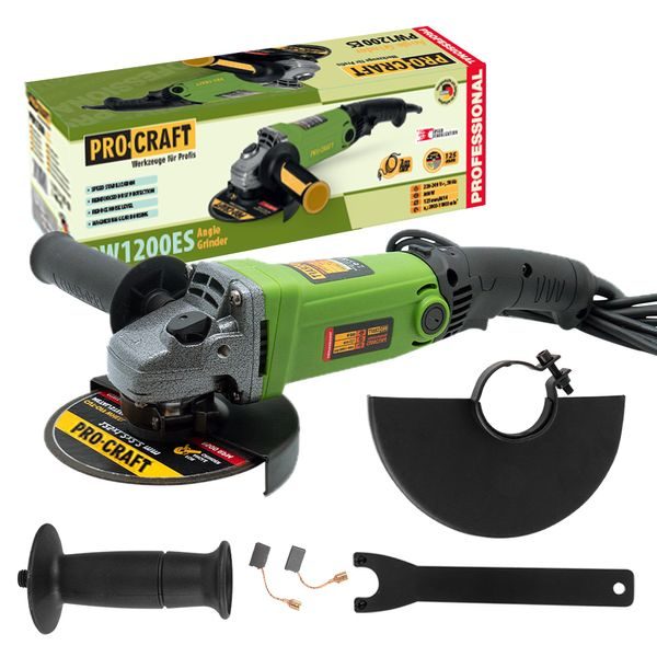 ÚHLOVÁ BRUSKA PROCRAFT PW1200ES, 125MM | PW1200ES PROCRAFT - ÚHLOVÉ BRUSKY S REGULACÍ{% if zbozi.kategorie.adresa_nazvy[0] != zbozi.kategorie.nazev %} - ELEKTRICKÉ NÁŘADÍ{% endif %}