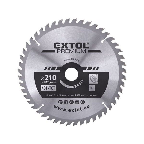 EXTOL PREMIUM KOTOUČ PILOVÝ S SK PLÁTKY, O 210X3,0X25,4MM, 48T, 8803235 - PRŮMĚR 190, 200, 210 A 216{% if zbozi.kategorie.adresa_nazvy[0] != zbozi.kategorie.nazev %} - PŘÍSLUŠENSTVÍ{% endif %}