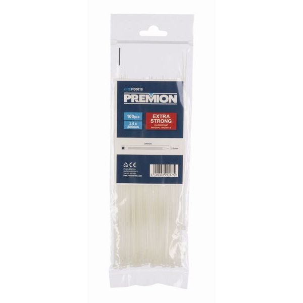 PREMION PREP00016 STAHOVACÍ PÁSKY BÍLÉ 2,5 X 200MM 100KS - STAHOVACÍ PÁSKY, ZDRHY{% if zbozi.kategorie.adresa_nazvy[0] != zbozi.kategorie.nazev %} - DÍLNA A GARÁŽ{% endif %}