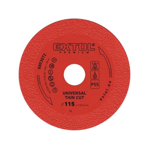 EXTOL PREMIUM KOTOUČ DIAMANTOVÝ ŘEZNÝ EXTRA TENKÝ, 115X22,2X1,2MM, 8803072 - DIA KOTOUČ 115 MM{% if zbozi.kategorie.adresa_nazvy[0] != zbozi.kategorie.nazev %} - PŘÍSLUŠENSTVÍ{% endif %}
