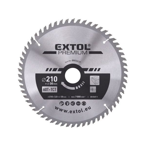 EXTOL PREMIUM KOTOUČ PILOVÝ S SK PLÁTKY, O 210X3,0X30MM, 60T, 8803237 - PRŮMĚR 190, 200, 210 A 216{% if zbozi.kategorie.adresa_nazvy[0] != zbozi.kategorie.nazev %} - PŘÍSLUŠENSTVÍ{% endif %}