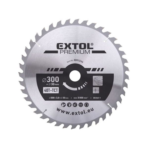 EXTOL PREMIUM KOTOUČ PILOVÝ S SK PLÁTKY, O 300X3,0X30MM, 40T, 8803246 - PRŮMĚR 255 - 270, 300 - 355{% if zbozi.kategorie.adresa_nazvy[0] != zbozi.kategorie.nazev %} - PŘÍSLUŠENSTVÍ{% endif %}