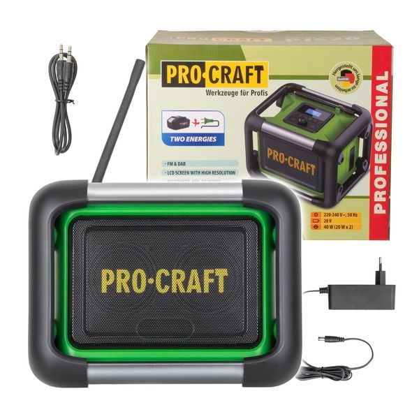 AKU RÁDIO PROCRAFT PJS20 DAB+, FM, BLUETOOTH 5.3, 80W (BEZ BATERIE A NABÍJEČKY) | PJS20BB PROCRAFT - AKU RÁDIA{% if zbozi.kategorie.adresa_nazvy[0] != zbozi.kategorie.nazev %} - AKU NÁŘADÍ{% endif %}