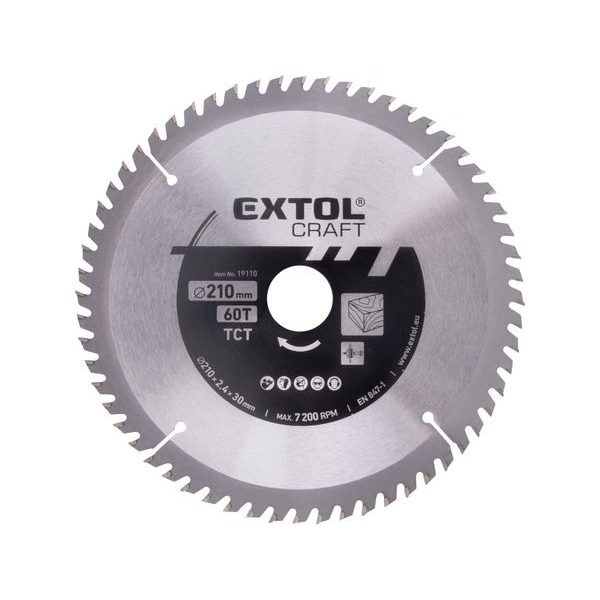 EXTOL CRAFT KOTOUČ PILOVÝ S SK PLÁTKY, O 210X2,4X30MM, 60T, 19110 - PRŮMĚR 190, 200, 210 A 216{% if zbozi.kategorie.adresa_nazvy[0] != zbozi.kategorie.nazev %} - PŘÍSLUŠENSTVÍ{% endif %}