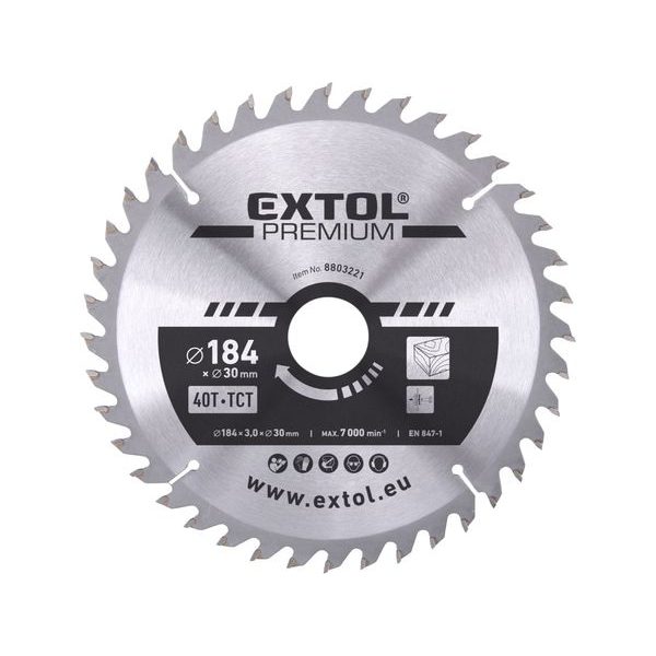 EXTOL PREMIUM KOTOUČ PILOVÝ S SK PLÁTKY, O 184X3,0X30MM, 40T, 8803221 - PRŮMĚR 170, 180 A 185{% if zbozi.kategorie.adresa_nazvy[0] != zbozi.kategorie.nazev %} - PŘÍSLUŠENSTVÍ{% endif %}