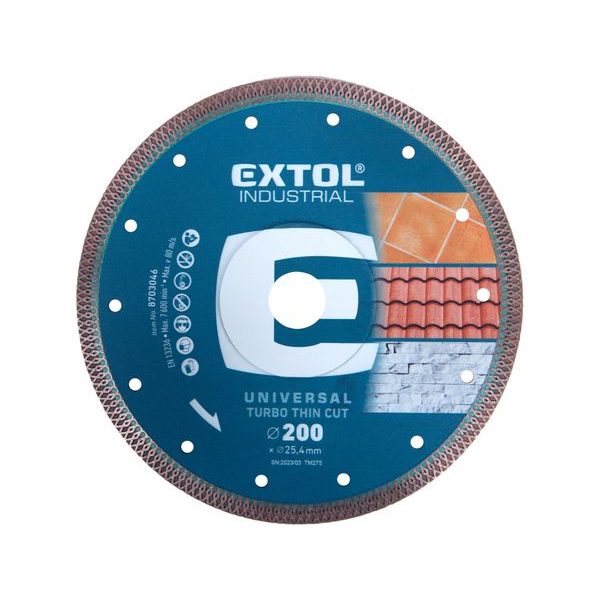 EXTOL INDUSTRIAL KOTOUČ DIAMANTOVÝ ŘEZNÝ, TURBO THIN CUT, SUCHÉ I MOKRÉ ŘEZÁNÍ, O 200X25,4X2MM, 8703046 - DIA KOTOUČ 180 MM{% if zbozi.kategorie.adresa_nazvy[0] != zbozi.kategorie.nazev %} - PŘÍSLUŠENSTVÍ{% endif %}