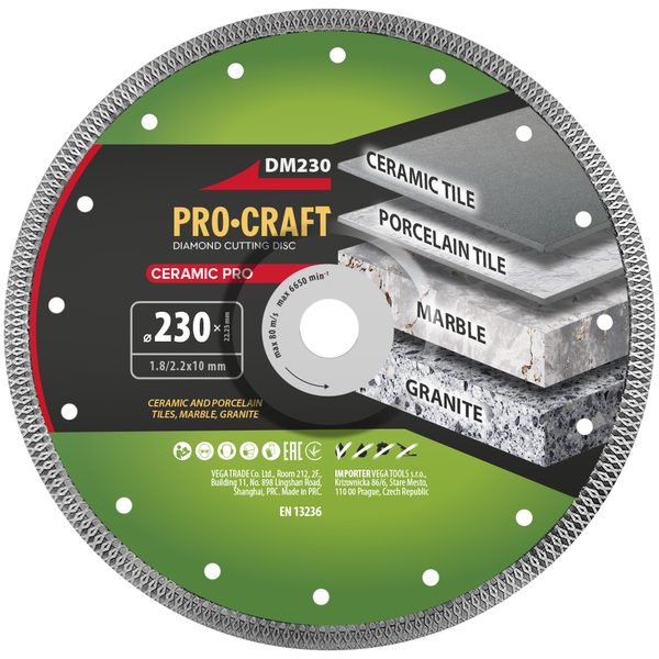 DIAMANTOVÝ ŘEZNÝ KOTOUČ CERAMIC PRO PROCRAFT DM230 | DM230 PROCRAFT - DIA KOTOUČ 230 MM{% if zbozi.kategorie.adresa_nazvy[0] != zbozi.kategorie.nazev %} - PŘÍSLUŠENSTVÍ{% endif %}