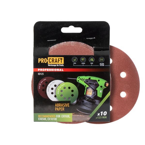 BRUSNÝ PAPÍR 10 KS. PROCRAFT КD125.40 | KD125.40 PROCRAFT - BRUSNÝ PAPÍR 125 MM{% if zbozi.kategorie.adresa_nazvy[0] != zbozi.kategorie.nazev %} - PŘÍSLUŠENSTVÍ{% endif %}