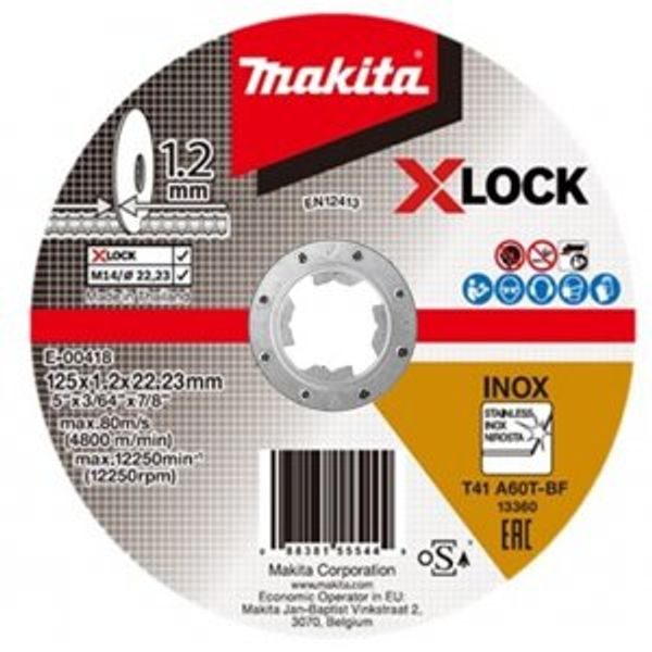 MAKITA E-00418 - KOTOUČ ŘEZNÝ NEREZ X-LOCK 125X1.2X22.23MM - PRO BRUSKY S UPÍNANÍM X-LOCK{% if zbozi.kategorie.adresa_nazvy[0] != zbozi.kategorie.nazev %} - PŘÍSLUŠENSTVÍ{% endif %}