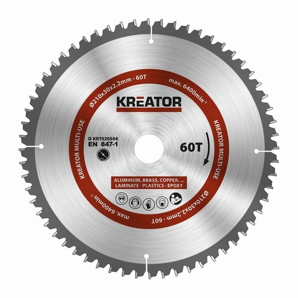 KREATOR KRT020504 PILOVÝ KOTOUČ UNIVERZÁLNÍ 210MM, 60T - PRŮMĚR 190, 200, 210 A 216{% if zbozi.kategorie.adresa_nazvy[0] != zbozi.kategorie.nazev %} - PŘÍSLUŠENSTVÍ{% endif %}