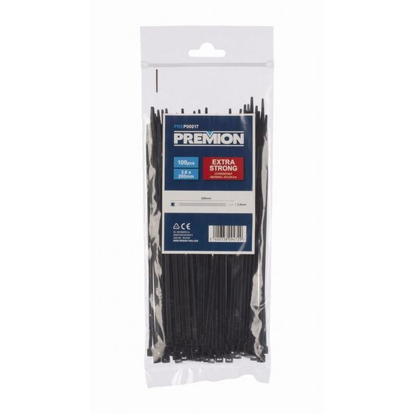 PREMION PREP00017 STAHOVACÍ PÁSKY ČERNÉ 3,6 X 200MM 100KS - STAHOVACÍ PÁSKY, ZDRHY{% if zbozi.kategorie.adresa_nazvy[0] != zbozi.kategorie.nazev %} - DÍLNA A GARÁŽ{% endif %}