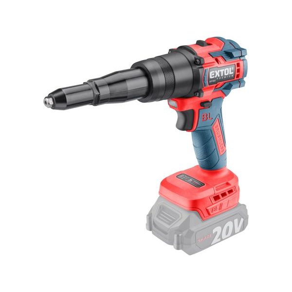 EXTOL PREMIUM PISTOLE NÝTOVACÍ AKU SHARE20V, BRUSHLESS, BEZ BATERIE A NABÍJEČKY, 8891869 - AKU SPECIALITY{% if zbozi.kategorie.adresa_nazvy[0] != zbozi.kategorie.nazev %} - AKU NÁŘADÍ{% endif %}