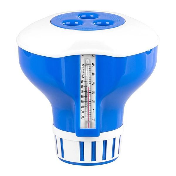 DÁVKOVAČ NA TABLETY DO BAZÉNU S TEPLOMĚREM, 3" (7,62CM) -200G TABLETY - BAZÉNOVÉ PŘÍSLUŠENSTVÍ A CHEMIE{% if zbozi.kategorie.adresa_nazvy[0] != zbozi.kategorie.nazev %} - ZAHRADA{% endif %}