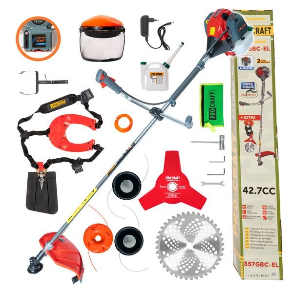 BENZÍNOVÝ KŘOVINOŘEZ S ELEKTRICKÝM STARTOVANÍM PROCRAFT 357GBC-EL | 357GBC-EL PROCRAFT - 2-TAKTNÍ KŘOVINOŘEZY{% if zbozi.kategorie.adresa_nazvy[0] != zbozi.kategorie.nazev %} - ZAHRADA{% endif %}
