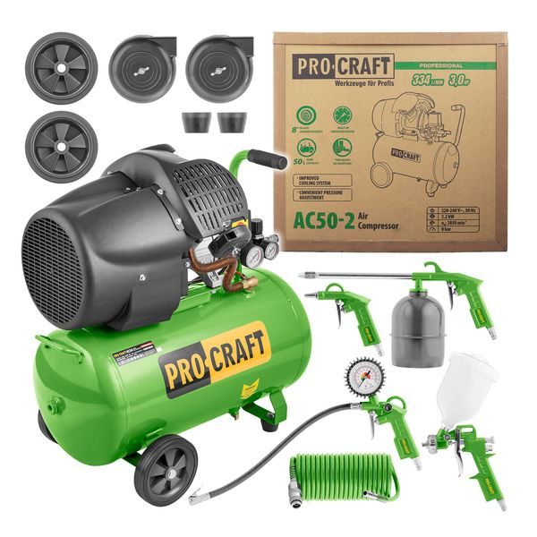 KOMPRESOR PROCRAFT AC50-2 | AC50-2 PROCRAFT - OLEJOVÉ KOMPRESORY{% if zbozi.kategorie.adresa_nazvy[0] != zbozi.kategorie.nazev %} - PNEU NÁŘADÍ{% endif %}