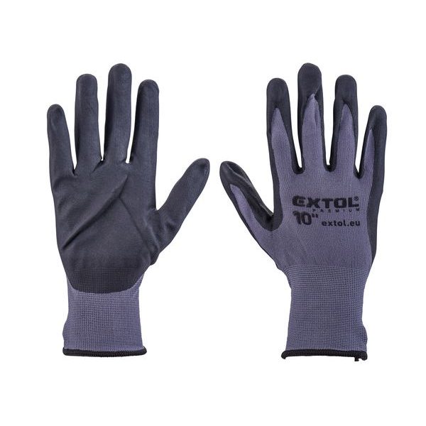EXTOL PREMIUM RUKAVICE NYLONOVÉ, BEZEŠVÉ, POLOMÁČENÉ V NITRILU, VELIKOST 10", 8856682 - RUKAVICE Z POLYESTERU{% if zbozi.kategorie.adresa_nazvy[0] != zbozi.kategorie.nazev %} - PŘÍSLUŠENSTVÍ{% endif %}