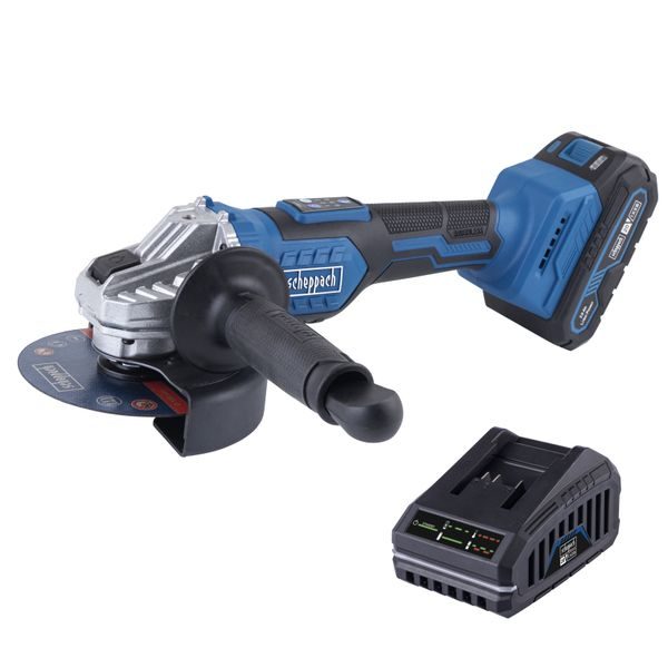 SCHEPPACH BC-AG125-X-SET S 20 V IXES AKU ÚHLOVÁ BRUSKA + 2AH BATERIE + NABÍJEČKA 2,4 A - AKU UHLOVÉ BRUSKY{% if zbozi.kategorie.adresa_nazvy[0] != zbozi.kategorie.nazev %} - AKU NÁŘADÍ{% endif %}
