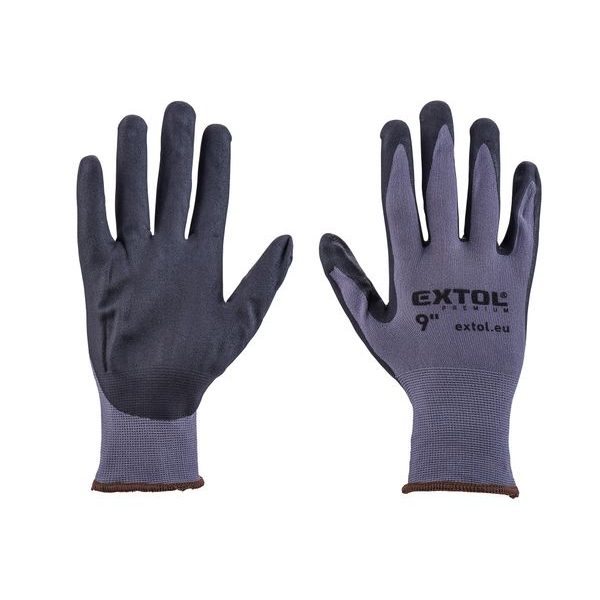 EXTOL PREMIUM RUKAVICE NYLONOVÉ, BEZEŠVÉ, POLOMÁČENÉ V NITRILU, VELIKOST 9", 8856681 - RUKAVICE Z POLYESTERU{% if zbozi.kategorie.adresa_nazvy[0] != zbozi.kategorie.nazev %} - PŘÍSLUŠENSTVÍ{% endif %}