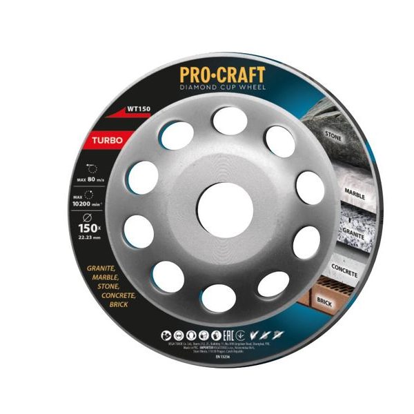 DIAMANTOVÁ BRUSNÁ ČÍŠKA PROCRAFT WT150 TURBO | WT150 PROCRAFT - DIAMATOVÉ KOTOUČE - BRUSNÉ{% if zbozi.kategorie.adresa_nazvy[0] != zbozi.kategorie.nazev %} - PŘÍSLUŠENSTVÍ{% endif %}