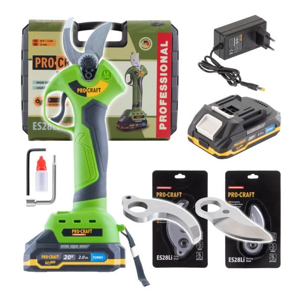 SADA AKU NŮŽKY NA VĚTVE PROCRAFT ES28LI + 2X NÁHRADNÍ ČEPELE | SES28LI/BLADES PROCRAFT - AKU NŮŽKY NA VĚTVE{% if zbozi.kategorie.adresa_nazvy[0] != zbozi.kategorie.nazev %} - ZAHRADA{% endif %}