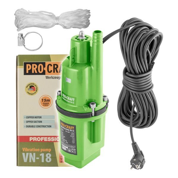 VIBRAČNÍ ČERPADLO PROCRAFT VN-18 | VN-18 PROCRAFT - HLUBINNÁ ČERPADLA{% if zbozi.kategorie.adresa_nazvy[0] != zbozi.kategorie.nazev %} - ZAHRADA{% endif %}